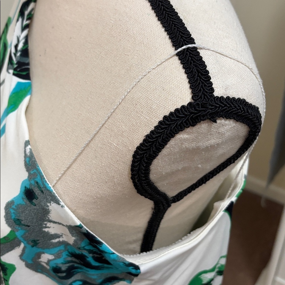 Dress Barn One-Shoulder Green and Blue Floral Dress size 12 - Picture 7 of 9